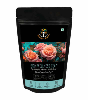 “Herbal tea for skin health with botanical ingredients.”
